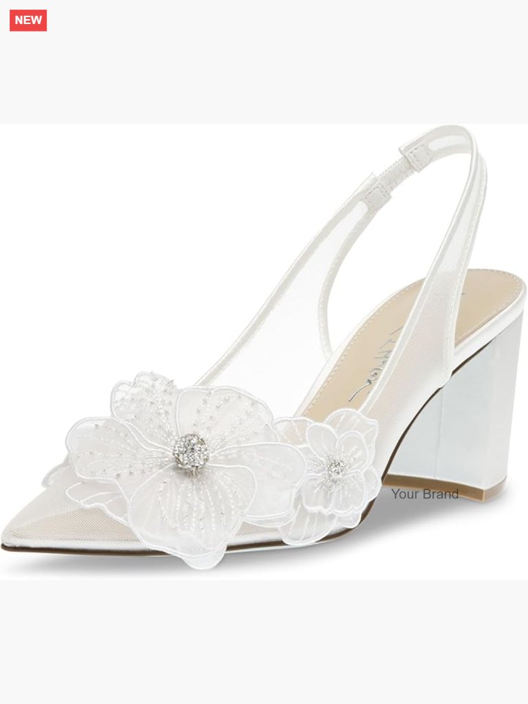 Pointed Toe Block Heel Pump With Slingback Strap